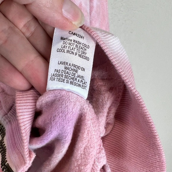 Young Fabulous & Broke Womens Full Zip Hoodie Drawstring Medium Pink Tie‎ Dye - Picture 9 of 12